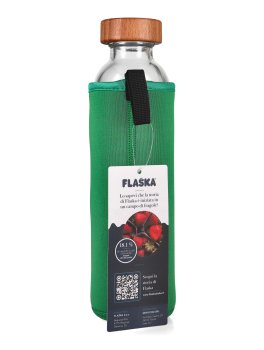 Bottiglia Flaska in Vetro con Cover in Neoprene "Flower of Life"  - Green - 2