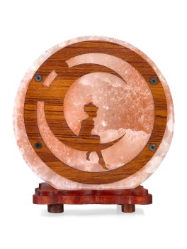 Lampada di Sale Tonda con Base in Legno - 2