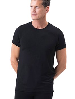 T-shirt uomo in Tencel™ e Cashmere a Manica Corta - Nero - 1