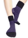 Calzini Jacquard Donna in Lana Merinos "Tessea" - Nero e Indaco