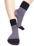 Calzini Jacquard Donna in Lana Merinos "Tessea" - Nero e Lilla
