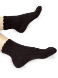 Calzini Medi Donna in Lana Merinos con Ricamo "Vega" - Nero