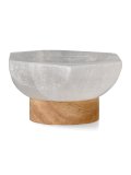 Portagioie in Selenite su Base Led in Legno